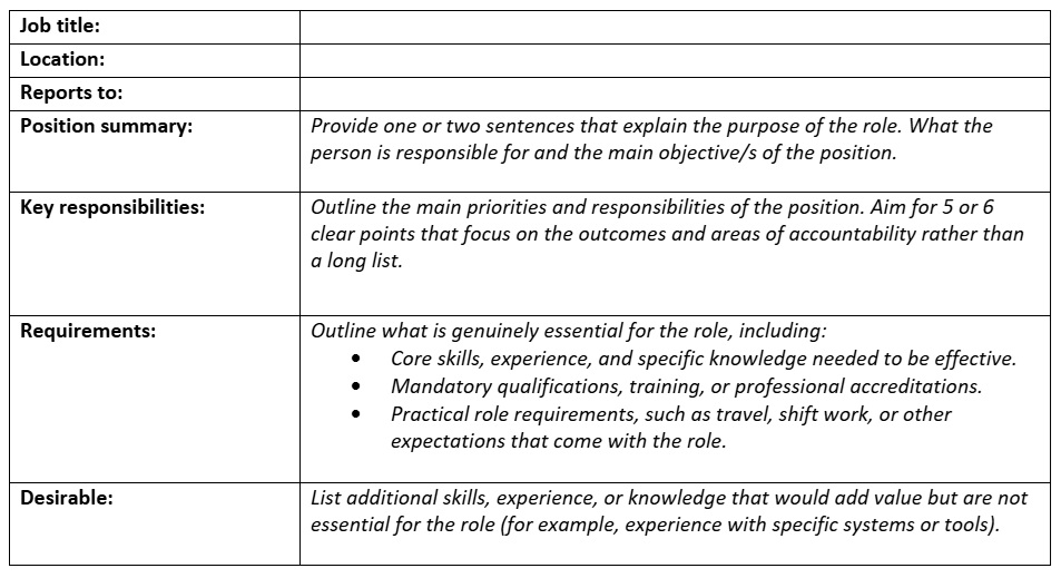 job description template